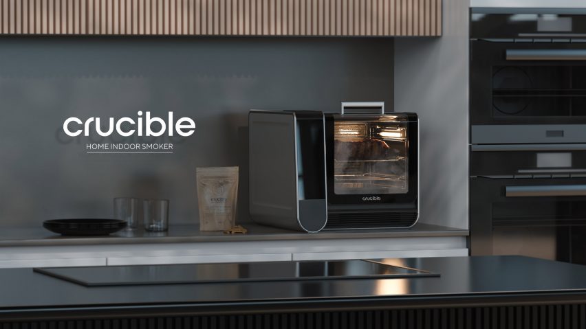 a photograph of a cooking device on a kitchen counter