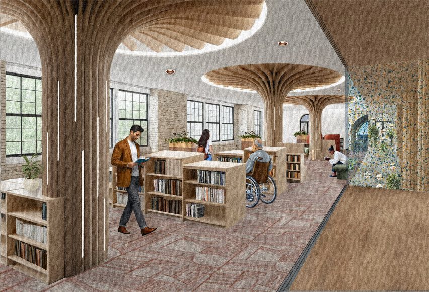a visualisation of a beige interior