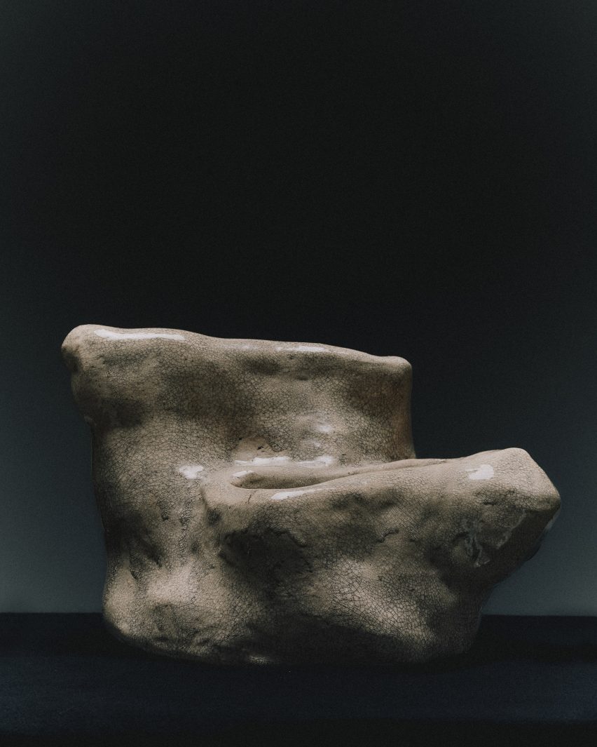 Side view of a ceramic sculpture by Willem van Hooff
