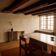 Exposed ceiling beams in historic home