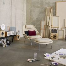 Photo of an art studio with a chair and foot rest