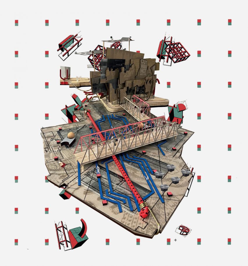 an abstract image of construction work on a building