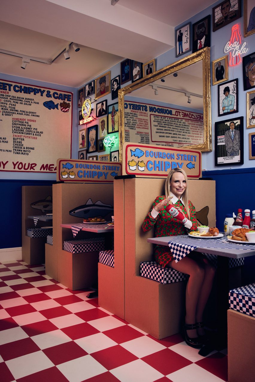 Interior of felt fish and chip shop