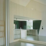 Plywood walls and stainless steel kitchen