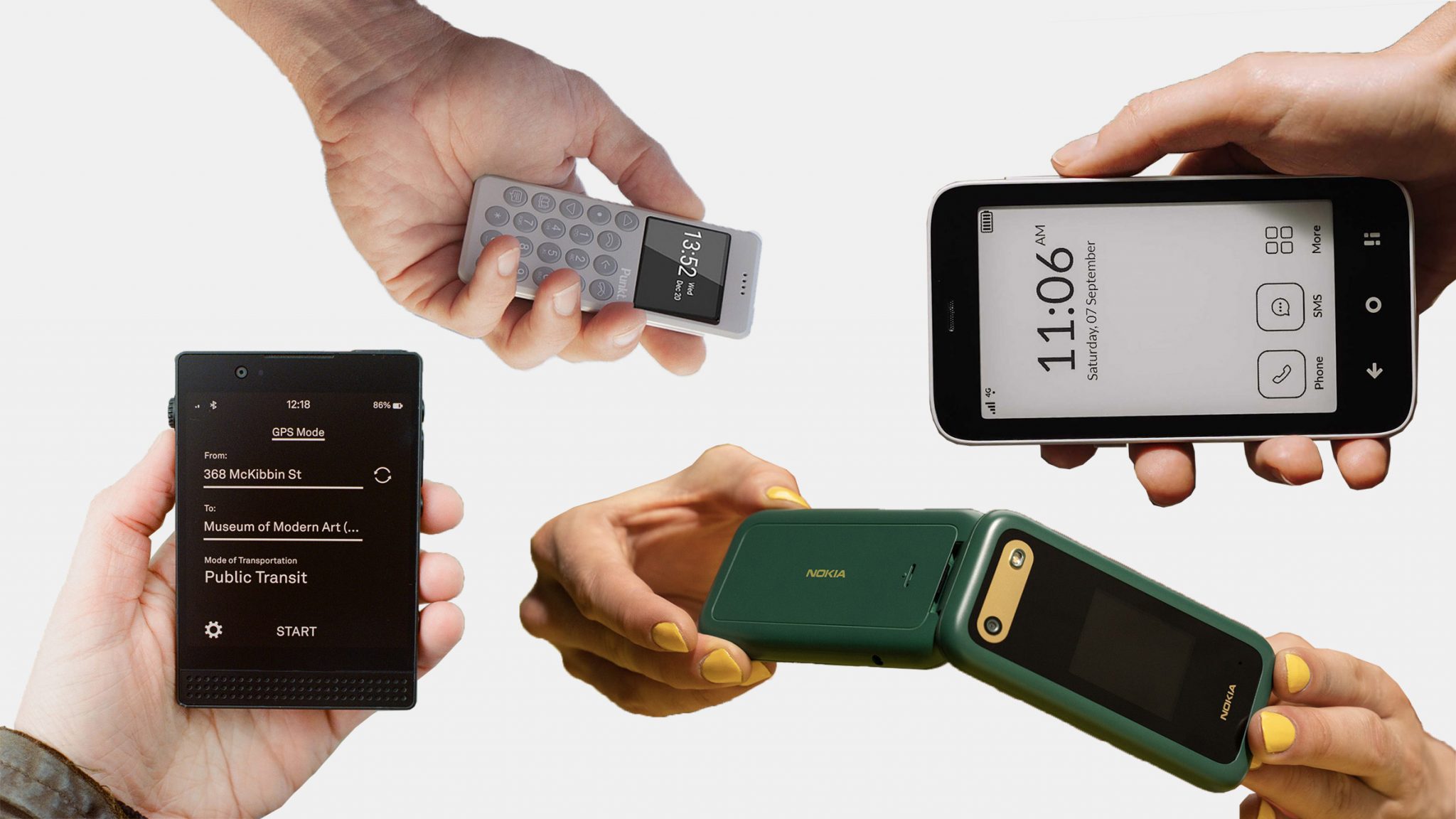 Curated visual reference: Visual Reference: Four Of The Best Dumbphones For A Digital Detox
