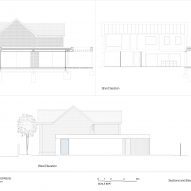 Sections and elevation of Pavilion Rest by Neil Dusheiko Architects