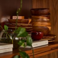 Wooden bowls and shelves