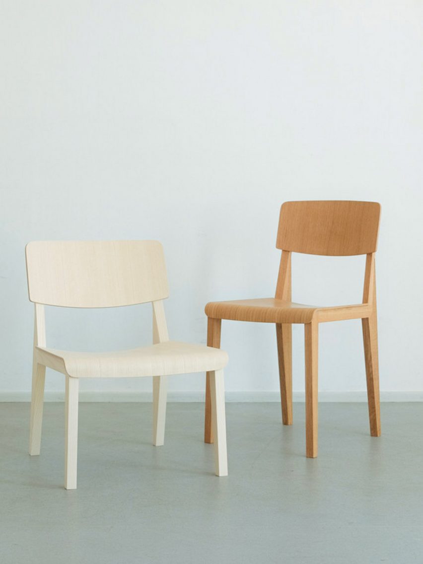 a photograph of two wooden chairs