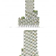 Elevation of Wonderwoods Vertical Forest by Stefano Boeri Architetti