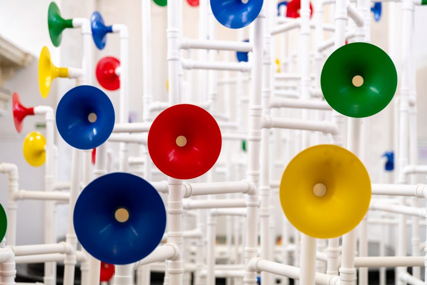 Colourful horns and white pipes