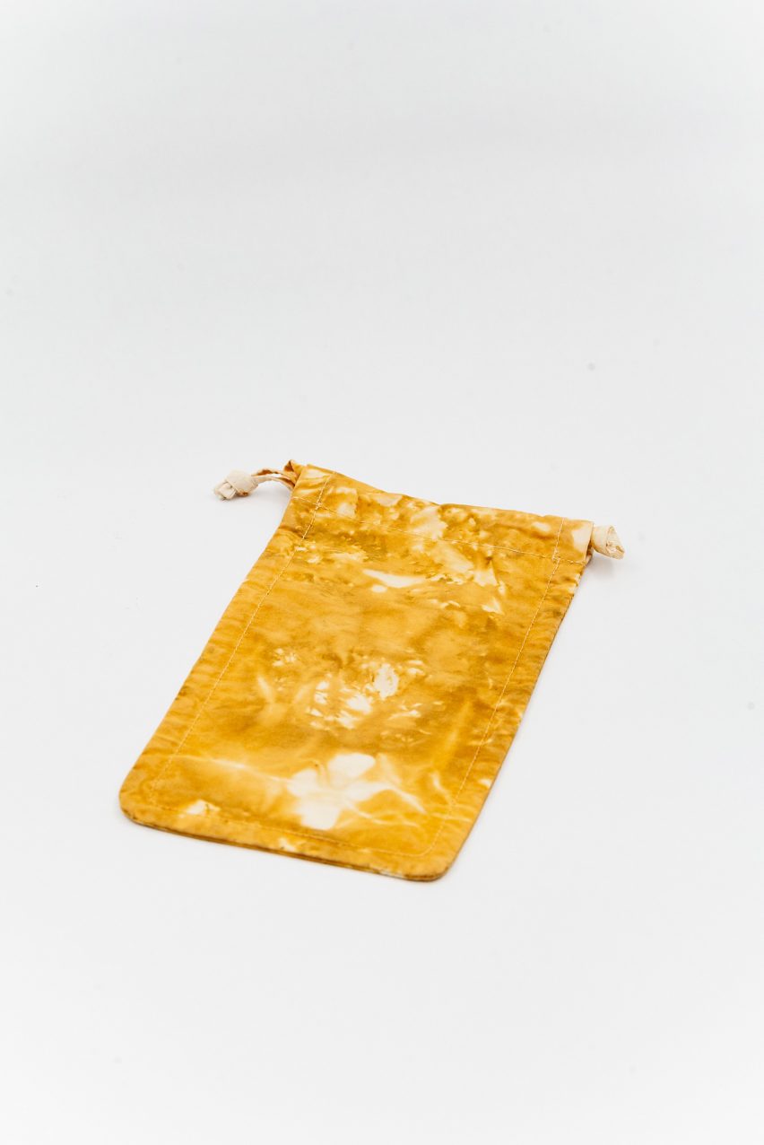 Marigold-dyed pouch by Max Lamb