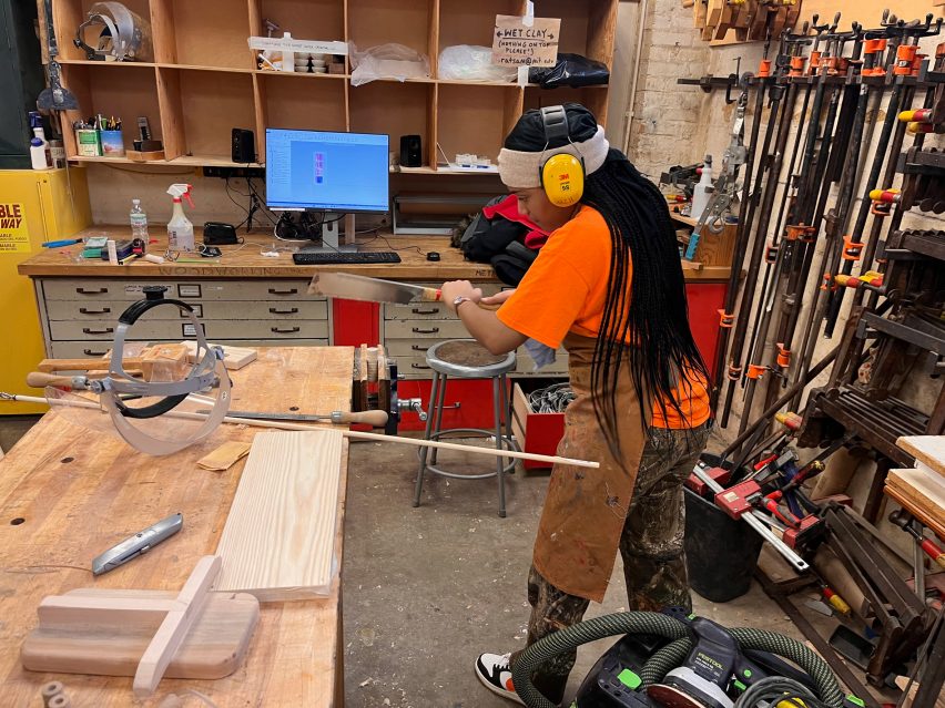Student working in a workshop
