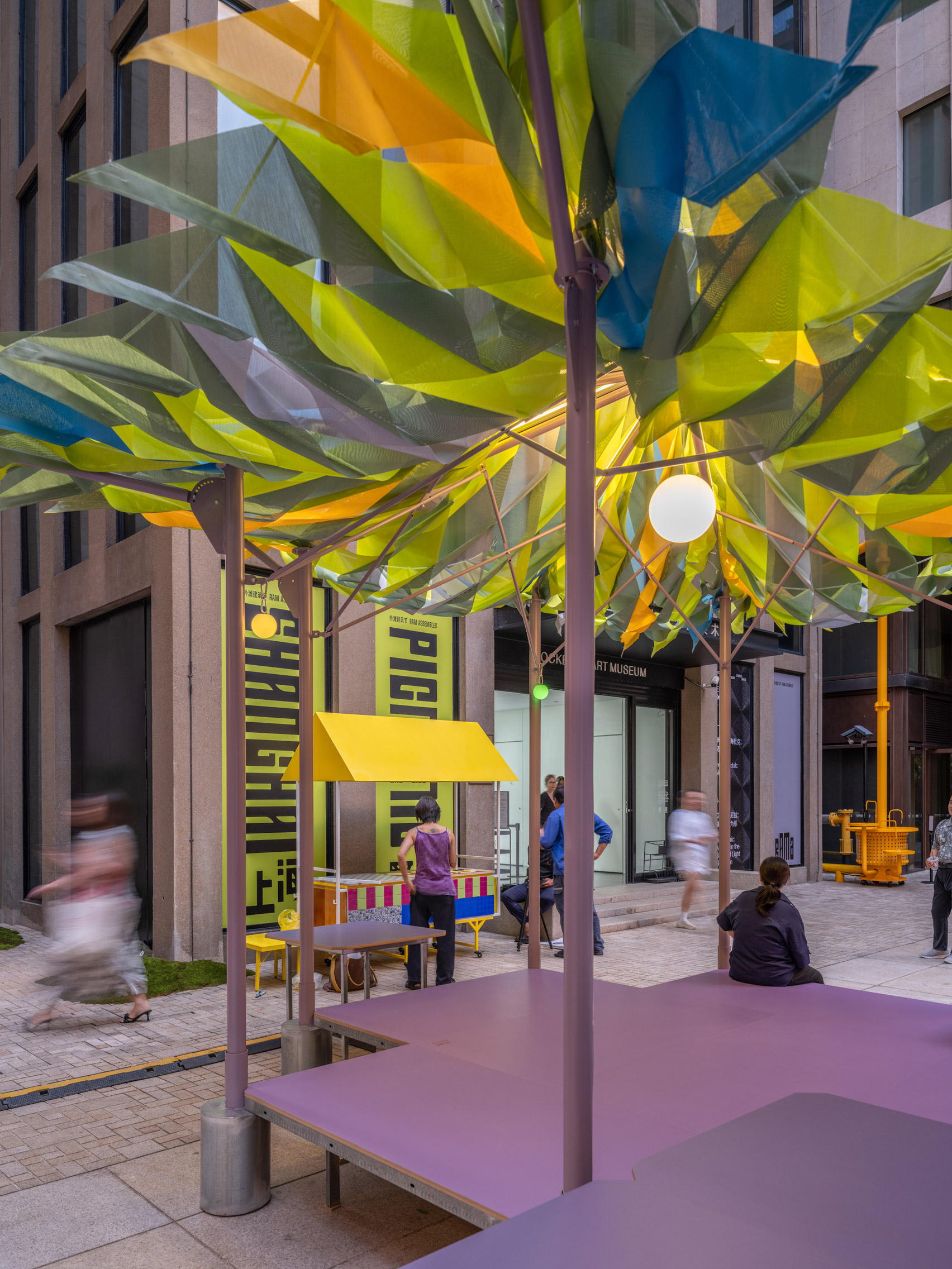 All(zone) creates colourful fabric pavilions in Shanghai for RAM