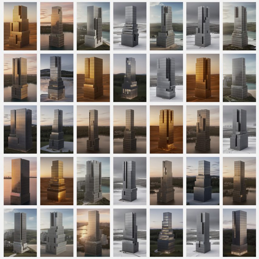 multiple images of a building displayed in a grid format