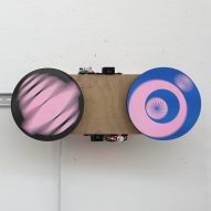 Spinning riso-printed disc installation among exhibition projects by VCUarts Qatar