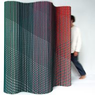 Luis Marie pleats recycled fabric to create "first-ever all-textile room divider"