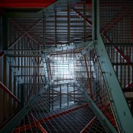 Lookout Above Litomyšl viewing tower made from shipping containers by Atelier-r