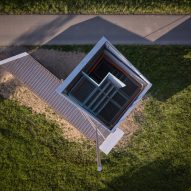 Lookout Above Litomyšl viewing tower made from shipping containers by Atelier-r