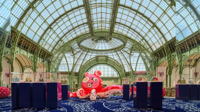 Grand Palais interior with red octopus
