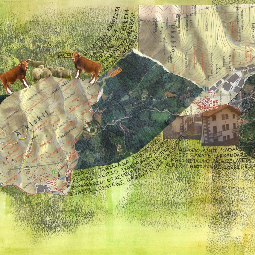 a collage in tones of green and brown