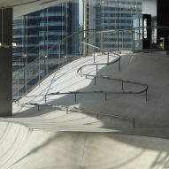 Indoor skatepark with glass walls