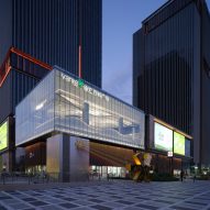 Indoor skatepark with glass walls