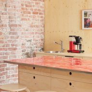 Kitchen in Podimo Norway office by Omhu Projects