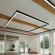 Suspended LED lights in dance studio