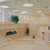 Timber-lined teaching space The Pool