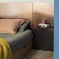 Bed with ombre-effect headboard in RA House by StudioTamat