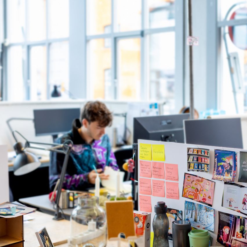 design students working at a desk