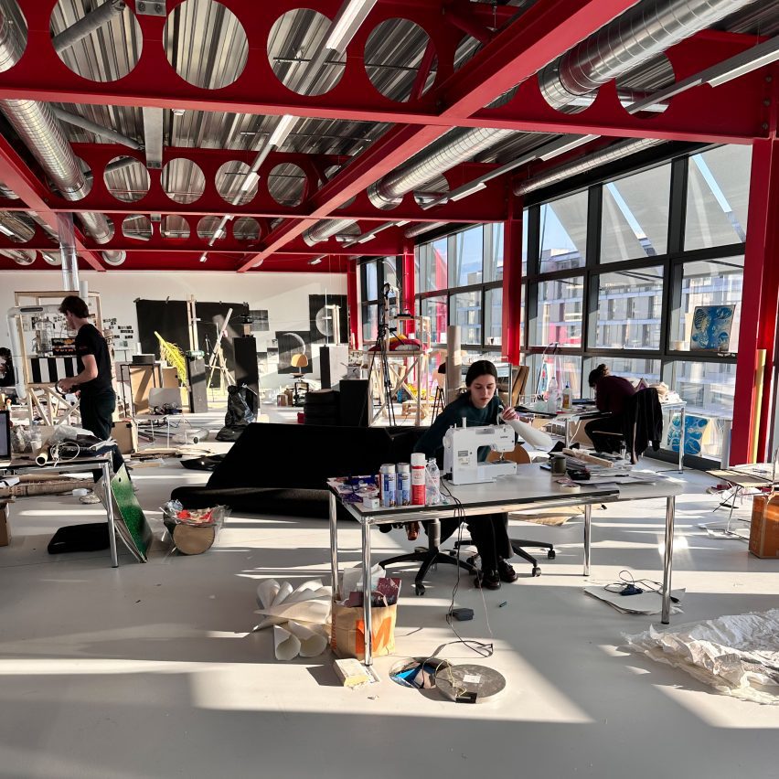 students working in a studio
