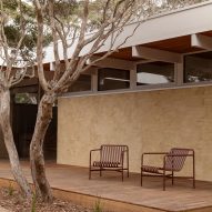 Chairs and decking outside house