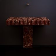 Water disappears through gaps in Serafini's "sculptural yet functional" Piano washbasin