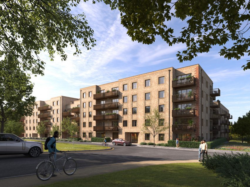 a visualisation of a beige building