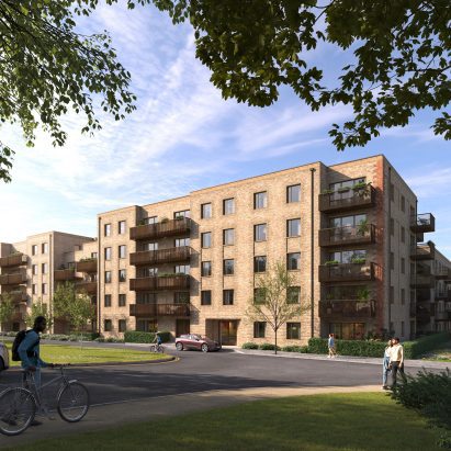 a visualisation of a beige building