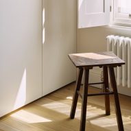 Stool in Stone and Steel House extension by DGN Studio and Sarah Izod