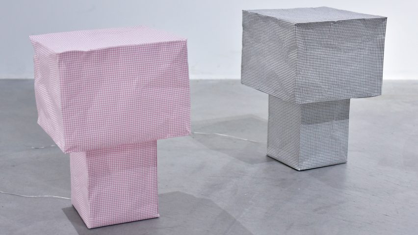 Paper lamps on white background