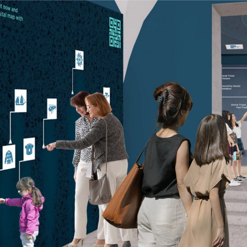Graphic image of people attending an exhibition
