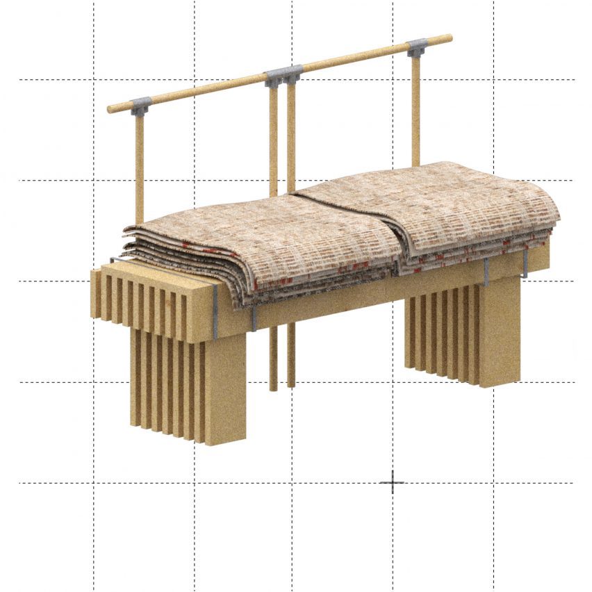 Graphic image of a chair-like furniture piece