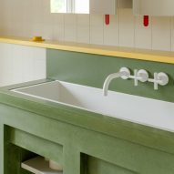 Sink with green timber finish