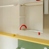 Bathroom sink with yellow and green details