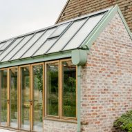 Conservatory with brick walls