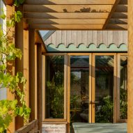 Timber pergola outside house in Kent