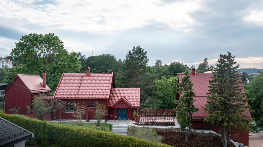 Red Norwegian house extension