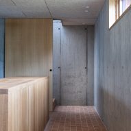Concrete brick and timber passageway