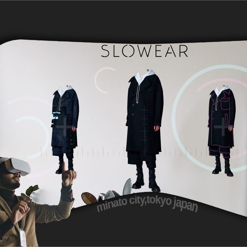image of man looking at clothes through vr device