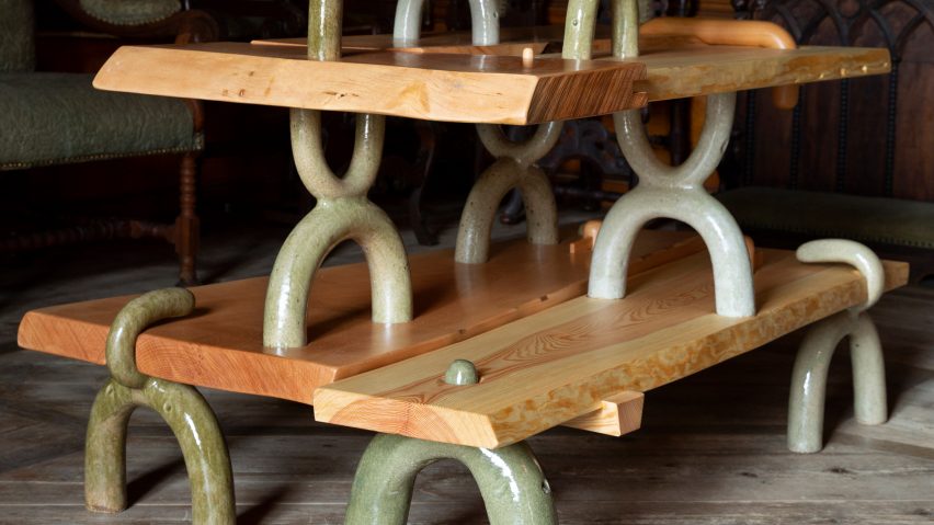 Marte Mei designs ceramic "puzzle pieces" for joining timber planks