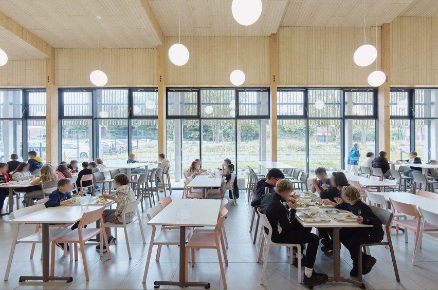 School canteen with large windows