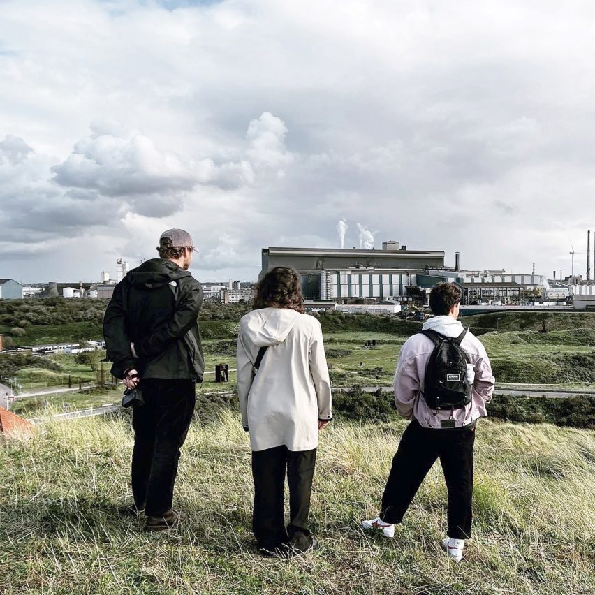 architecture students in a field